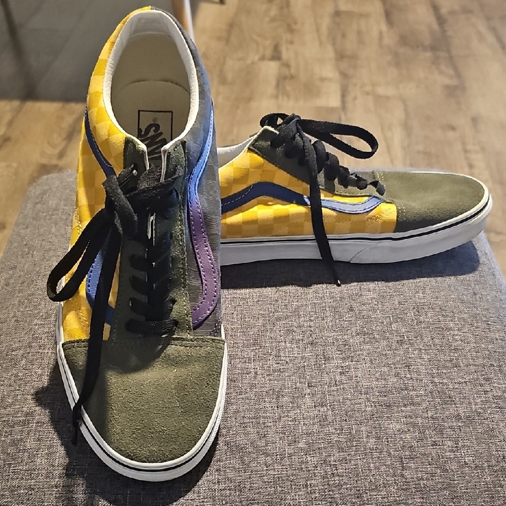 Vans Old Skool Checkered Low Top Sneakers Suede Skateboard Size 11 Men Vintage